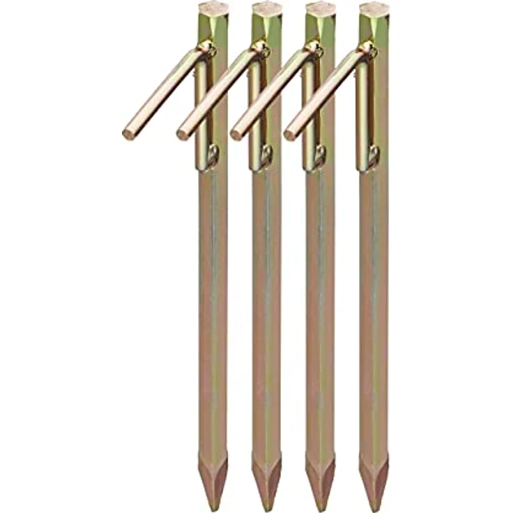 Relaxdays Bodenanker 4er Set, Erdanker für harte Böden, Stahl galvanisiert, gold, 30,5 cm, Zeltzubehör – Bild 1