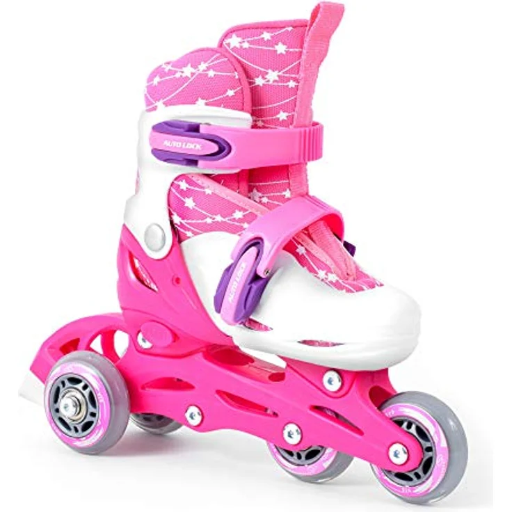 SMJ 2in1 Inliner Rollschuhe für Mädchen, verstellbar mit Schutzausrüstung und Helm, rosa, Gr. 26-29 – Bild 3