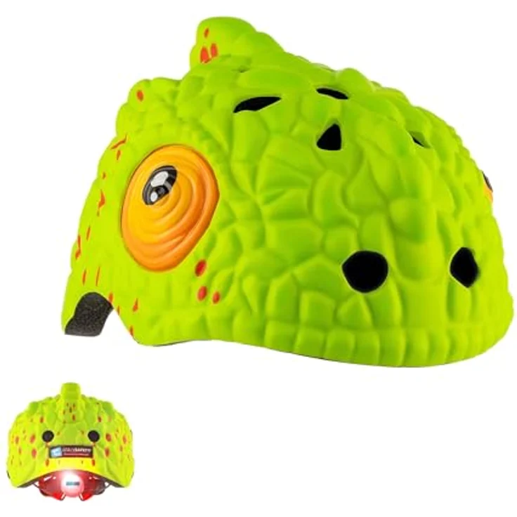 Crazy Safety Chameleon, Fahrradhelm für Kinder in Grün mit EN1078 Sicherheitsstandard, bequemer Anpassung und effektiver Belüftung – Bild 1