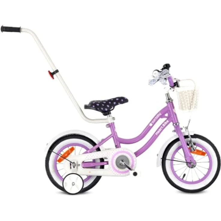 Sun Baby Heart Bike, 12 Zoll Mädchenfahrrad mit Stützrädern, lila, max. Gesamtgewicht 50 kg – Bild 1