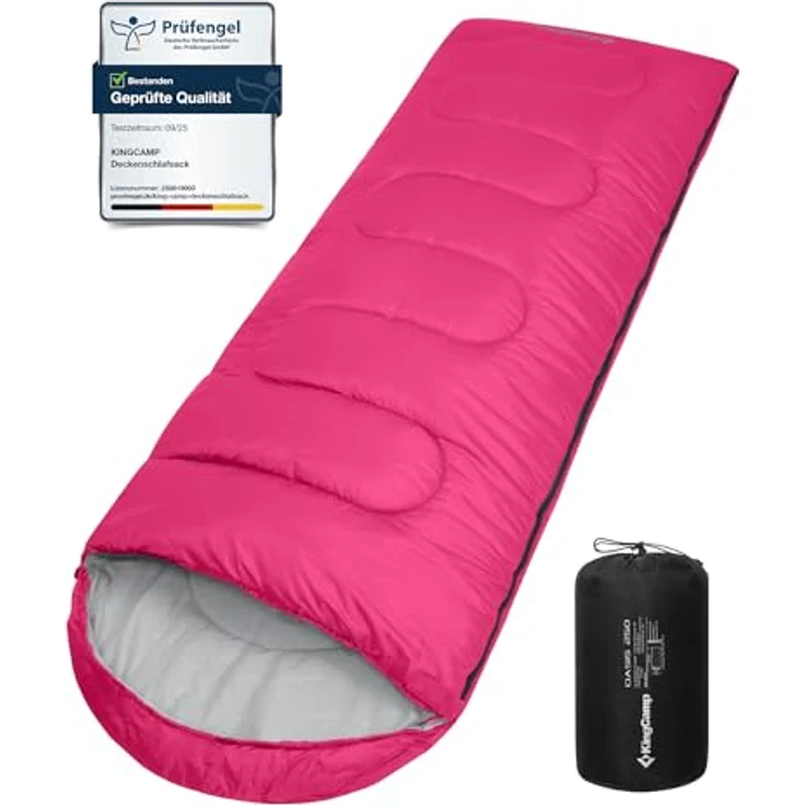 KingCamp Oasis Serie Deckenschlafsack mit Kopfteil, 220 × 75 cm, wasserabweisend, 3-Jahreszeiten, Komfortbereich 12°C bis -3°C – Bild 1