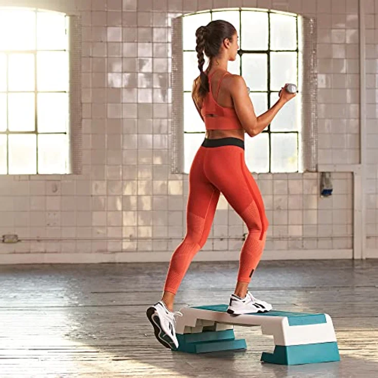 Reebok Aerobic-Stepper The Original, 3-fach höhenverstellbar, Weiß-Türkis, für Cardio- und Krafttraining – Bild 6