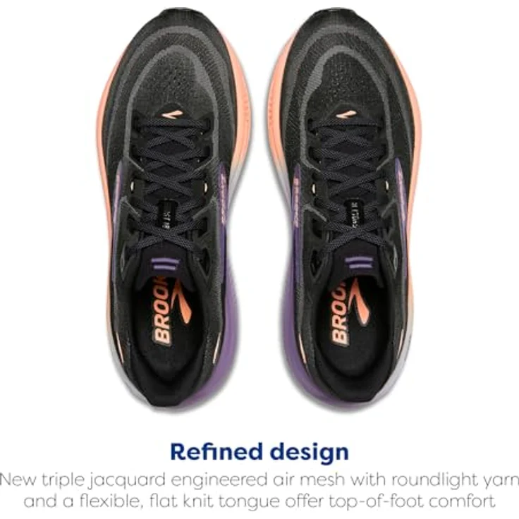 Brooks Laufschuhe 1204821B080 für Damen, Größe 37.5 EU, Black/Mulled Grape/Peach, Air Mesh und Synthetik – Bild 5