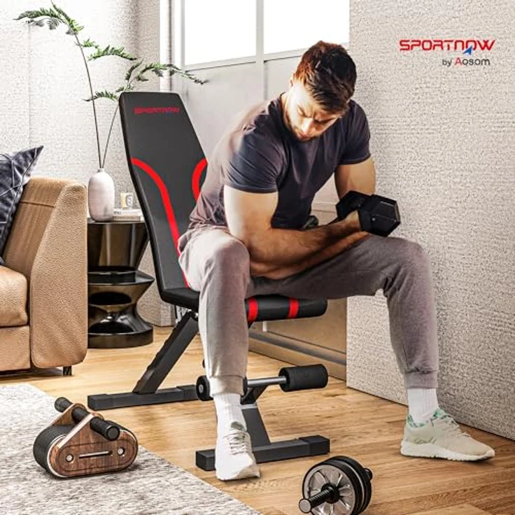 SPORTNOW klappbare Hantelbank, multifunktionale Fitnessbank mit 6-fach verstellbarer Rückenlehne, bis 250 kg Belastbarkeit, platzsparend und gepolstert für zuhause und Fitnessstudio – Bild 2