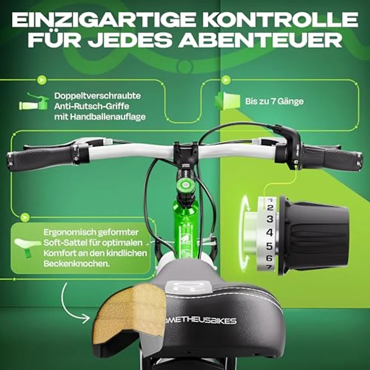 PROMETHEUS BICYCLES PRO 20 Zoll Kinderfahrrad, leicht (7,7 kg), 7-Gang microSHIFT Kettenschaltung, V-Brakes, SCHWALBE Reifen, für Jungen und Mädchen ab 6 Jahre – Bild 6