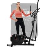 Hop-Sport HS-2050C Ellipsen Crosstrainer für Zuhause mit LCD-Display und Pulsmessung – sehr leiser Ellipsentrainer mit Magnet-Bremssystem und ergonomischen Handgriffen rot