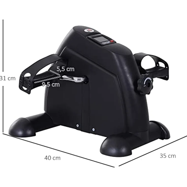 HOMCOM Heimtrainer Mini Bike Pedaltrainer Trainingsrad Fahrradgerät mit LCD-Display Gusseisen Schwarz 35 x 40 x 31 cm – Bild 3