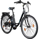 ZÜNDAPP Z505 E Bike Damen 28 Zoll Elektrofahrrad mit 6 Gängen, Pedelec City Hollandrad, tiefer Einstieg (schwarz/blau, 48 cm) - Preisvergleich