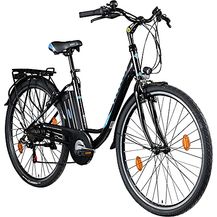 Bild für ZÜNDAPP Z505 E Bike Damen 28 Zoll Elektrofahrrad mit 6 Gängen, Pedelec City Hollandrad, tiefer Einstieg (schwarz/blau, 48 cm)