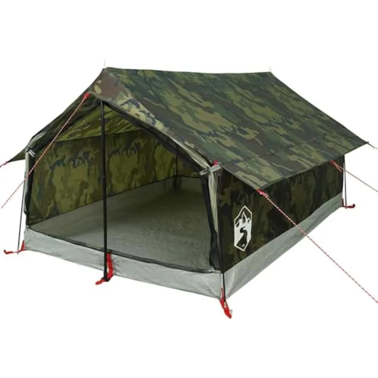 vidaXL Campingzelt 2 Personen Tarnmuster, wasserdichtes Outdoor Zelt mit Insektenschutz und praktischem E-Anschluss – Bild 1