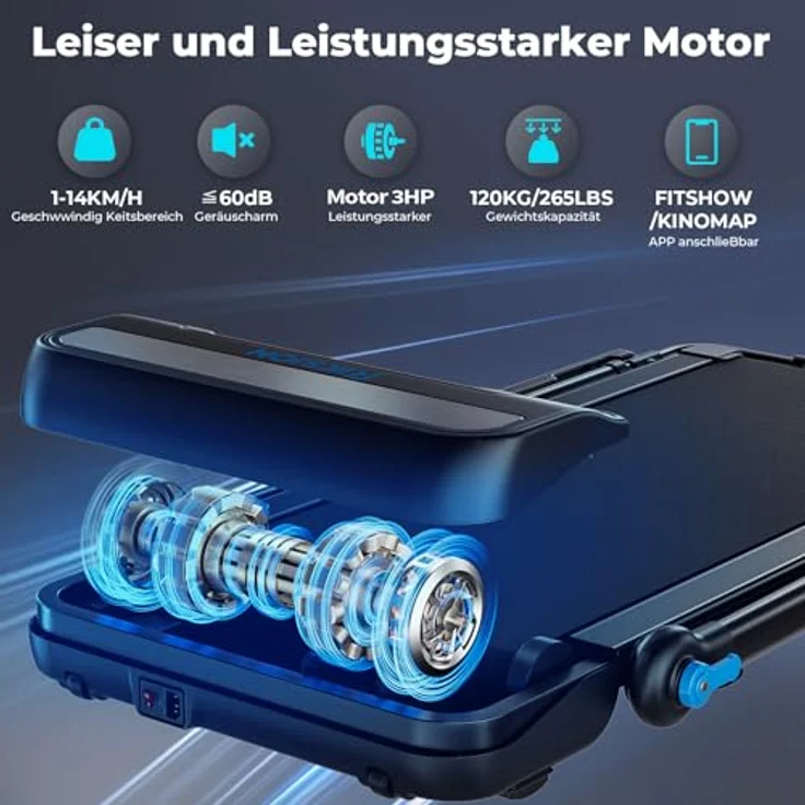 Riksion Laufband Klappbar mit Neigung bis 14 km/h, höhenverstellbare Workstation mit LED-Anzeige, Fernbedienung und App-Steuerung, 100 x 40 cm Walking Pad für Zuhause und Büro – Bild 4
