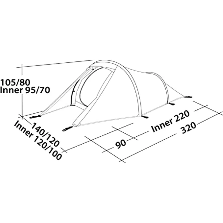 Robens Arch 2, Tunnelzelt für 2 Personen, 2.30 kg, konisch zulaufendes Design mit Vorraum – Bild 2