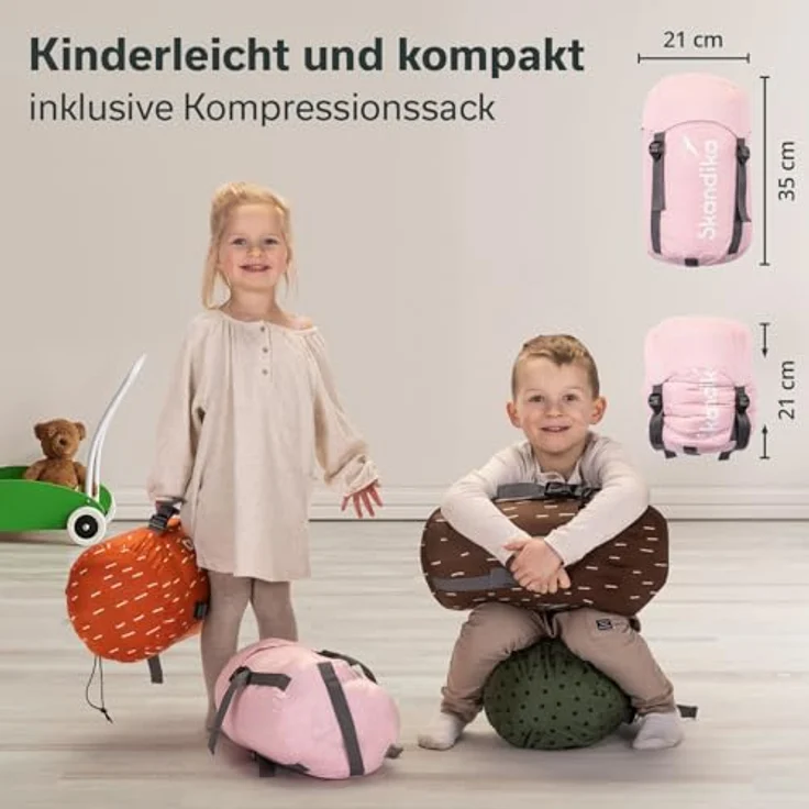 SKANDIKA Kinderschlafsack Soti, Camping Schlafsack für Kinder bis 150 cm, buntes Einhorn-Design, Baumwolle, maschinenwaschbar, Komfort-Temperatur 13 °C bis 3 °C – Bild 5