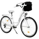 Milord Komfort Fahrrad Mit Korb Damenfahrrad, 28 Zoll, Weiss, 7 Gang Shimano