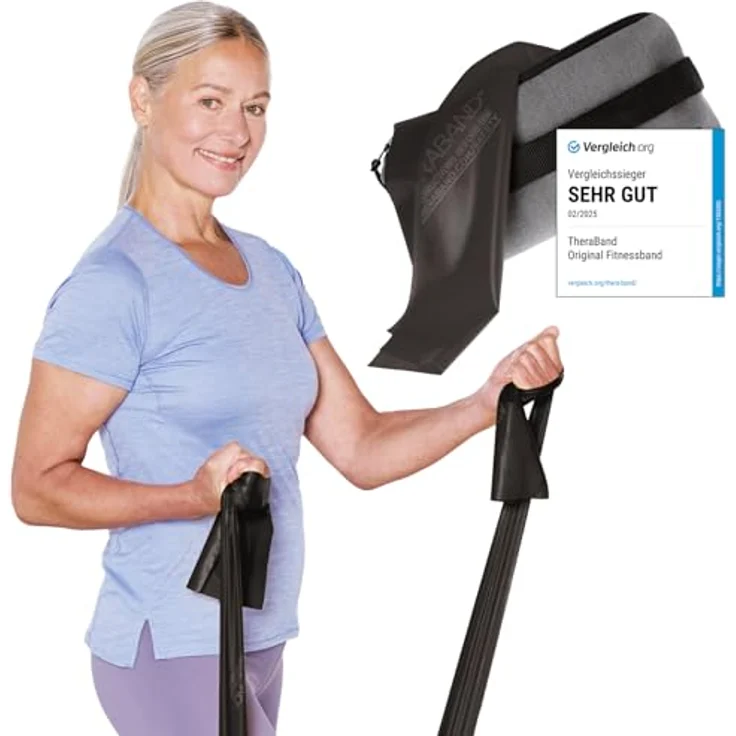 ARTZT TheraBand 2,50m schwarz, inkl. Türanker + Tasche, Widerstand 3,3kg, 100% Naturlatex, ideal für Fitness- und Rückentraining, Therapie, Reha – Bild 1