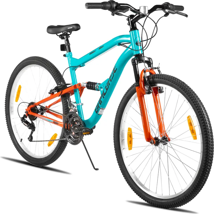 Hiland 26 Zoll Vollfederung Mountainbike, 18 Gang MTB für Herren und Damen, Blau