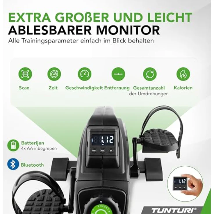 Tunturi Cardio Fit M45 Sitzfahrrad - Magnetisch gebremster Heimtrainer mit Bluetooth-Monitor und 8 Widerständen, Schwarz – Bild 4