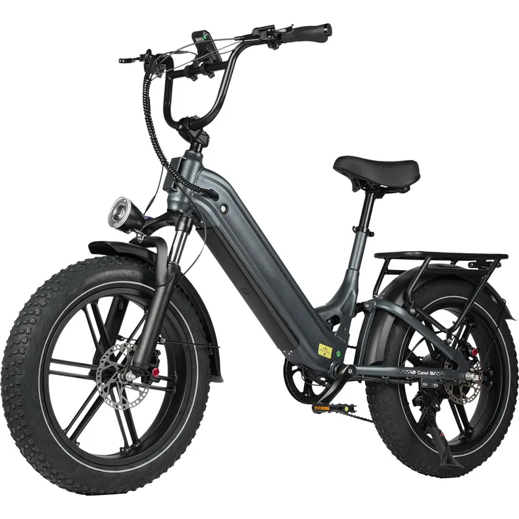 VANKEL Camel Fatbike E-Bike 864WH, 48V 250W Pedelec mit 120 km Reichweite, Kettenschaltung, Heckmotor, 20"x4.0" Fatbike-Reifen, Hydraulische Bremsen, Gepäckträger, LED-Beleuchtung