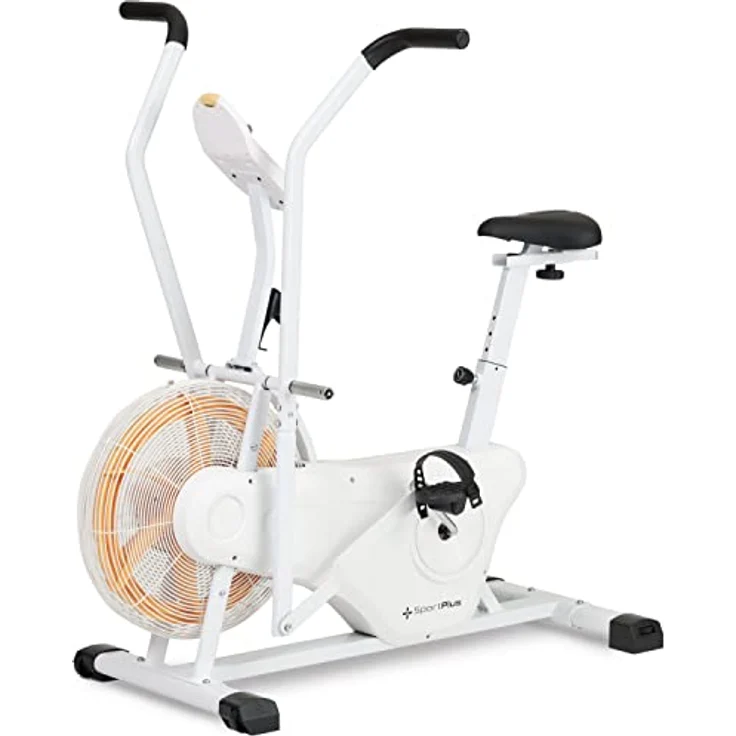 SportPlus Profi Air Bike mit Luftwiderstand, Heimtrainer für Zuhause, App kompatibel, Heimtrainer für HIIT, Smarter Trainingscomputer, bis 135 kg belastbar, weiß – Bild 1