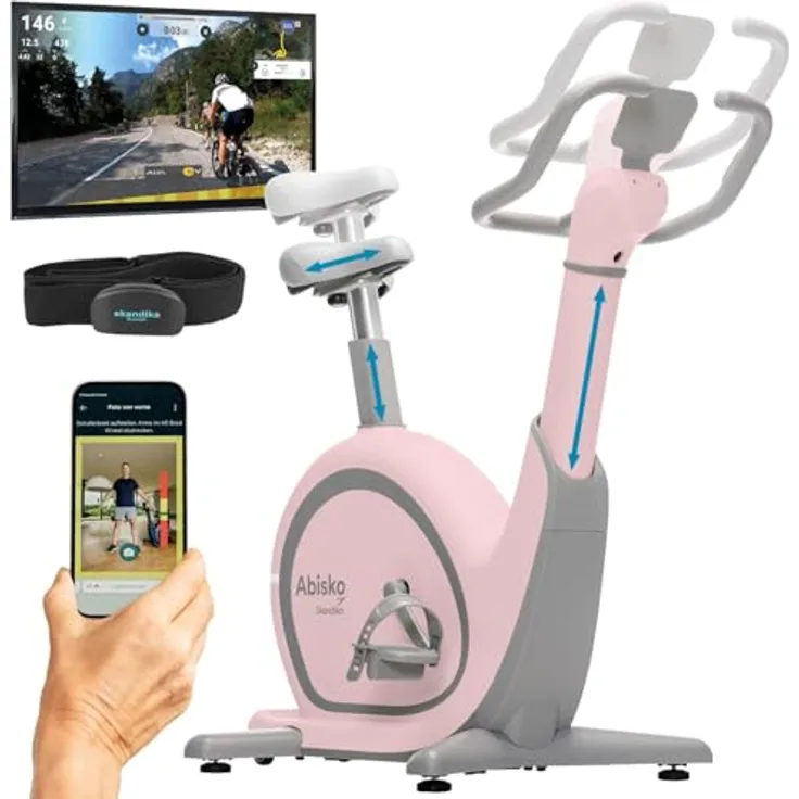 Skandika Ergometer Abisko Weltneuheit | Premium EMS-Widerstand, Smarter Heimtrainer App Steuerung, Automatische Lenker & Satteleinstellung, 36 Widerstandsstufen | Fahrrad Hometrainer für Zuhause