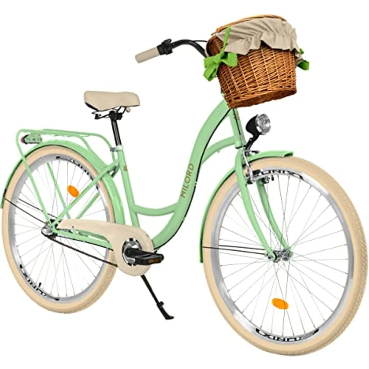 Milordbikes City-Fahrrad, Grün, Metall, 46 cm, mit Aluminiumfelgen und hinterem Träger, Freizeit & Sport – Bild 1