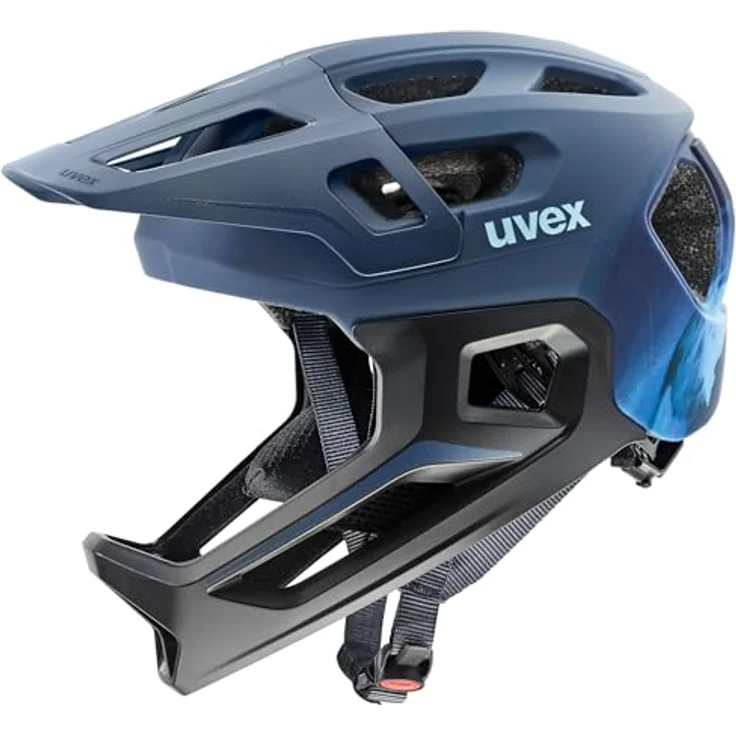 Uvex React Jr Fullface, Kinder MTB Fahrradhelm, dusk blue matt, 52-56 cm, leicht und sicher – Bild 1