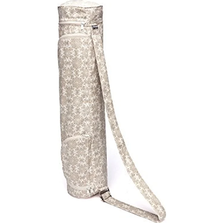 Bodhi Yogatasche ASANA Bag Cotton | Maharaja Collection | Yogamattentasche für Matten bis 200 cm Länge | Baumwolltasche mit Außentaschen | 70 cm | Madurai/Ecru – Bild 2