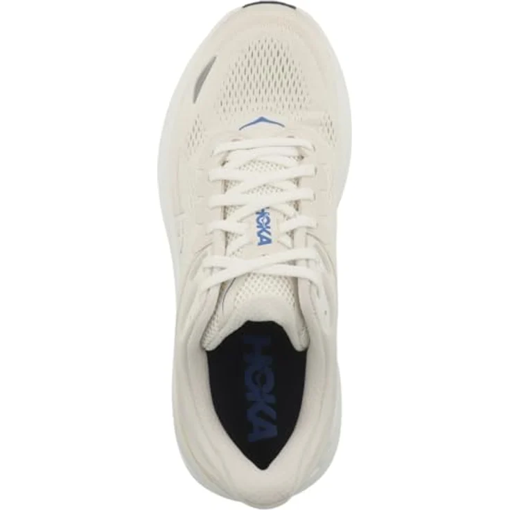 Hoka One One M Bondi 9, Atmungsaktive Laufschuhe mit Meta-Rocker und stabilisierender Fersenkappe, Weiß / Grau, Größe 45 1/3 – Bild 2