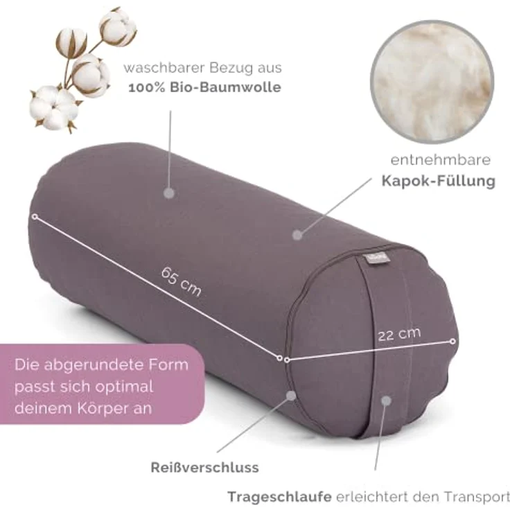 Bodhi Yoga Bolster ECO Kapok, anthrazit – Bild 3