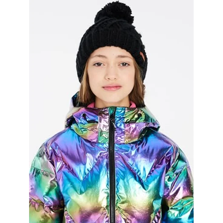 PROTEST PRTSELINA JR Skijacke für Jungen, 152 cm, metallic Regenbogenfarben, thermoisolierend, mit Kapuze und Schneefang, elastische Innenmanschetten – Bild 2