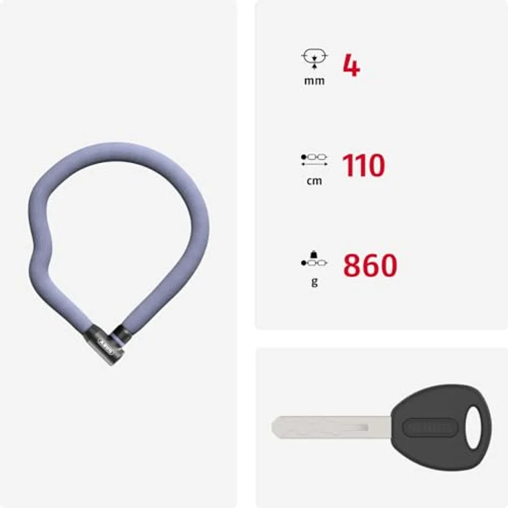 Abus Goose Lock, Veloschloss 110 cm mit Stahlkette und IvyTex-Ummantelung, handlich und formstabil – Bild 3