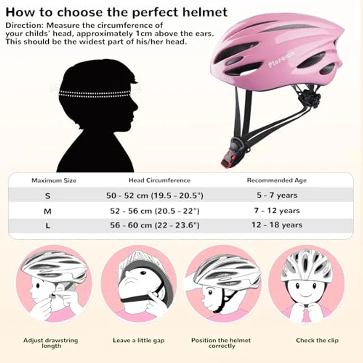 Tacklife Plusawa Kinder Fahrradhelm EN1078 CE, Verstellbarer Kinnriemen, 3D DIY Aufkleber & Reflektoren, Unisex für Jungen und Mädchen, 50-60 cm – Bild 6