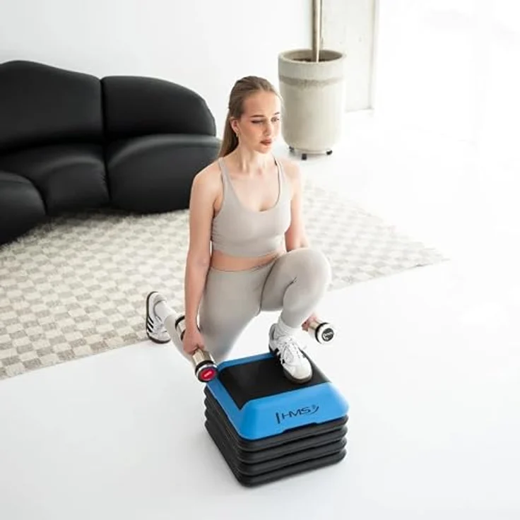HMS Mini-Stepper Stepper Aerobic Steppbrett, höhenverstellbar, maximal 120 kg Benutzergewicht, blau/schwarz – Bild 5