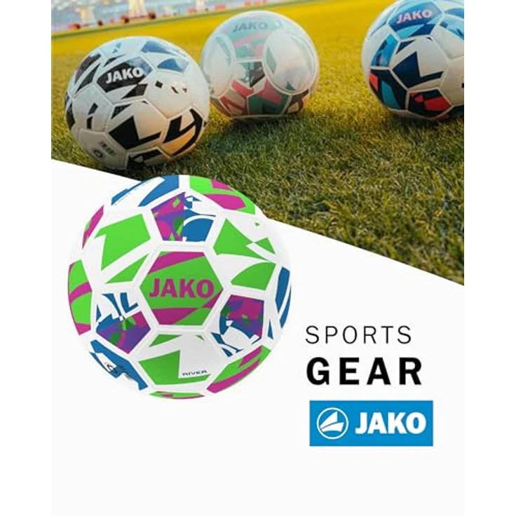 JAKO Lightball River, Fußball Größe 4, weiß/neongrün/pink, 350g, maschinengenäht, langlebig und formstabil – Bild 2