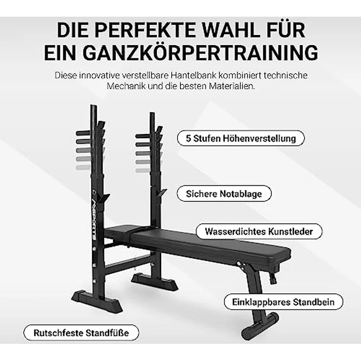 Hantelbank Professional Multifunktion klappbar für Langhantelstangen bis 200 kg Hantel Training – Bild 3