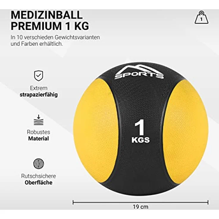 MSPORTS Medizinball 1 kg – Professionelle Studio-Qualität inkl. Übungsposter Gymnastikbälle – Bild 2