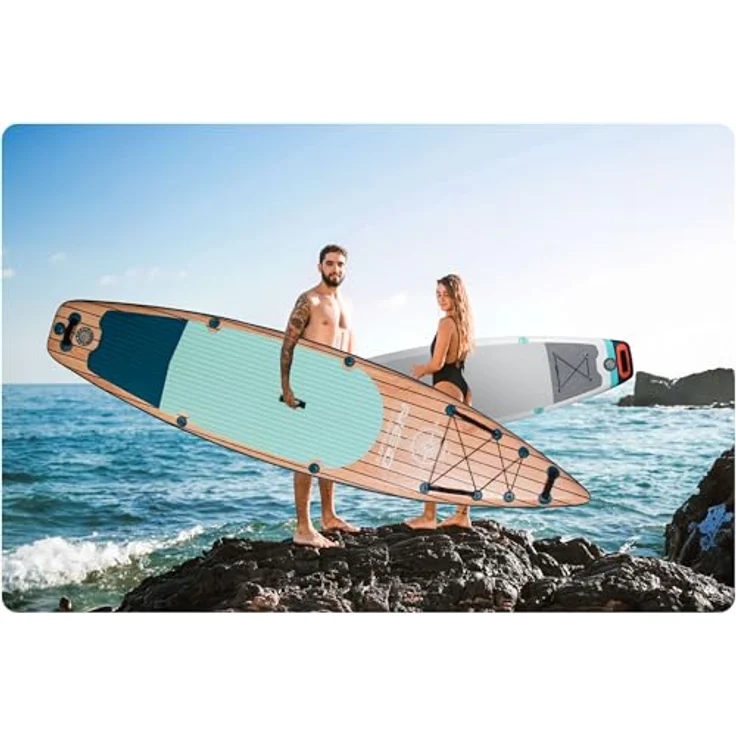 Neo-Sport Stand Up Paddle Board SUP Aufblasbar 350 cm, inkl. Zubehör und Sitz, braun-blau, langlebig und UV-beständig, maximale Tragfähigkeit 160 kg – Bild 7