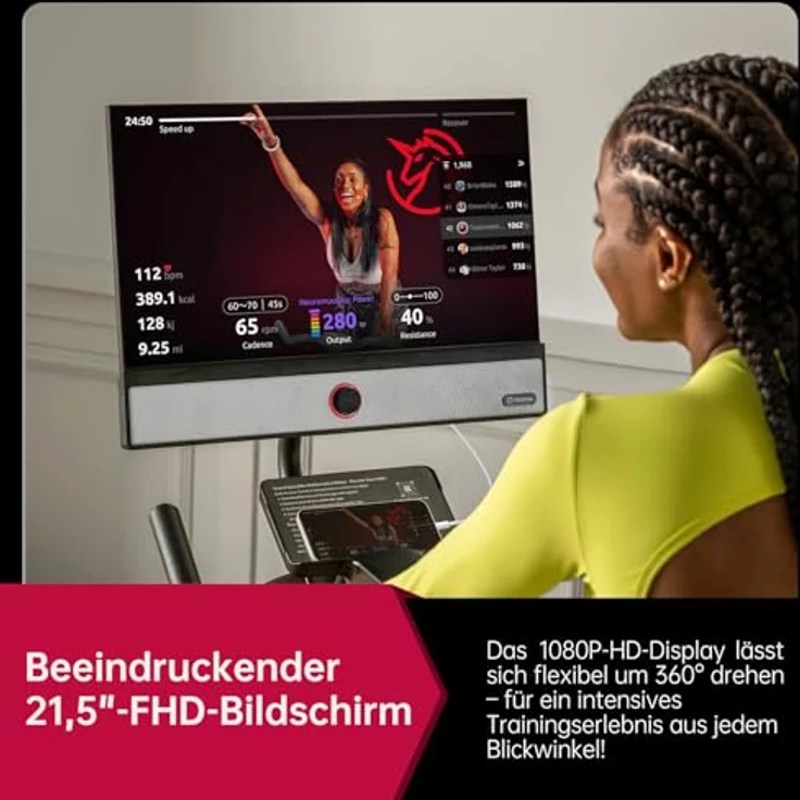 Yesoul G1M Max Heimtrainer Ergometer mit 21,5" FHD-Bildschirm, magnetischem Widerstand, 30 W Surround-Sound & Streaming-Funktionen – Bild 2