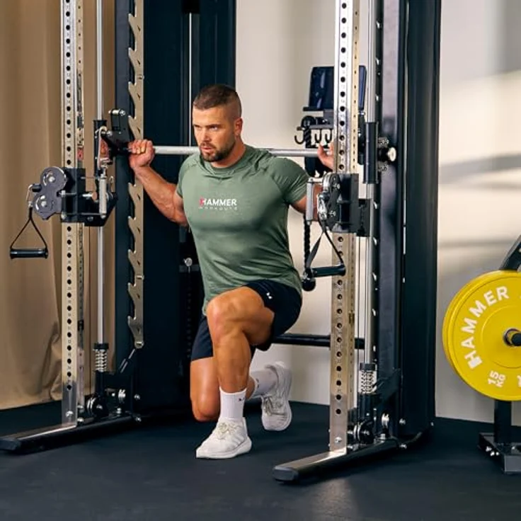 HAMMER Kraftstation Autark FT3, Multipresse für zu Hause mit Doppel-Seilzugsystem, 2 x 80 kg Gewichtsblöcke und umfangreichem Zubehör-Set für effektives Ganzkörpertraining – Bild 5