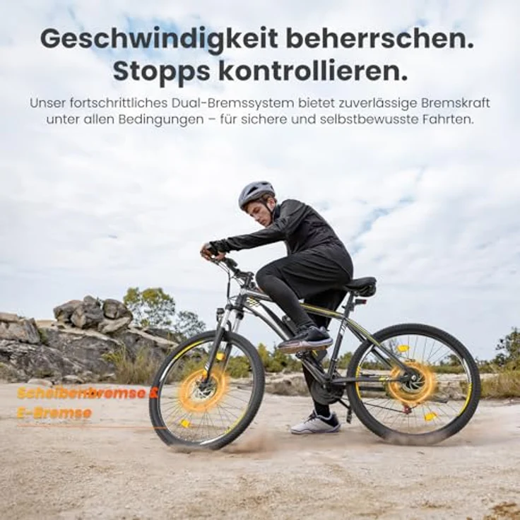 Touroll Foride Vedal 1 E-Bike, 26 Zoll, 250W, 468Wh, Shimano 21-Gang, 65 km Reichweite, IPX4, Schwarz – Bild 6