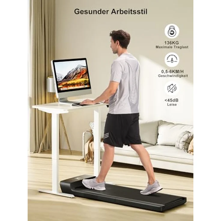 WalkingPad A1 Pro Klappbares Laufband für Zuhause, Maximale Belastung 136 KG, Kompaktes Laufband Schreibtisch für Büro, 0,5-6 km/h Geschwindigkeit, mit APP & Fernbedienung – Bild 2