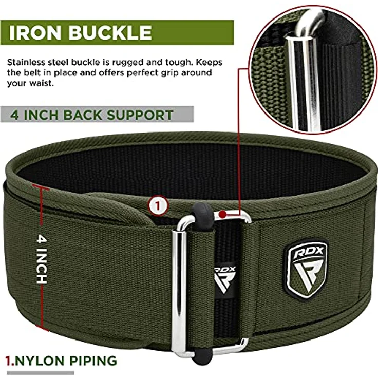 RDX 4” Gewichthebergürtel, Auto-Lock Trainingsgürtel, Powerlifting Krafttraining Bodybuilding Fitness Gürtel, Gepolstert Gewichtheben Gym Weight Lifting Belt, Männer Damen Kreuzheben Workout – Bild 2