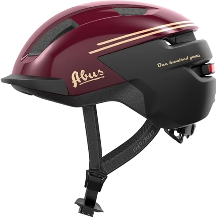 ABUS Purl-Y ACE NTA-Schutzhelm mit LED-Licht für E-Bike und S-Pedelec, 100 Jahre Edition, rot, Größe S – Bild 1