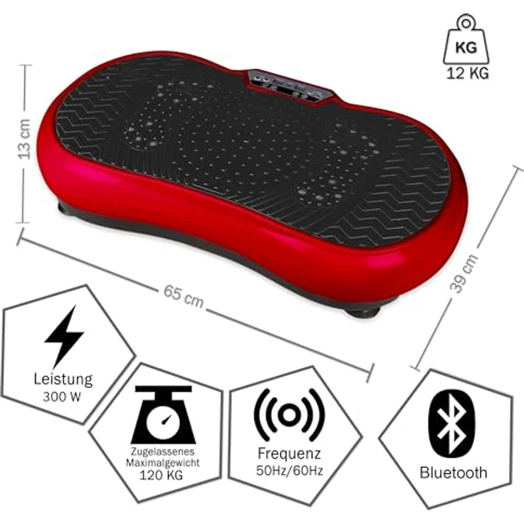 Coradoma Vibrationsplatte Ultra Slim, Fitnessgerät mit Bluetooth, 300 Watt, inkl. Power Dehnbänder, max. 120 kg, Oszillation für Zuhause – Bild 3