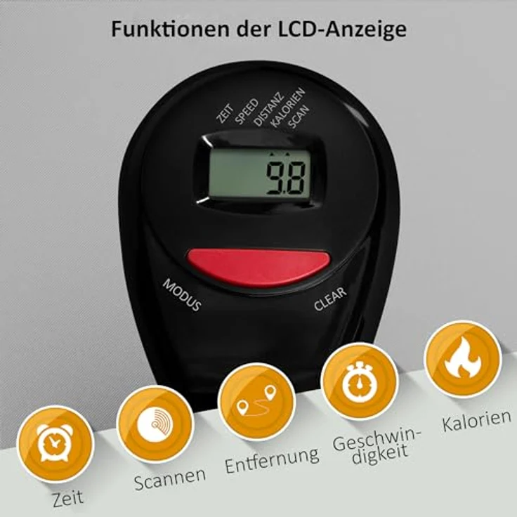 Leiv Klappbarer Senior Liege-Fitness-Bike | Heimtrainer mit magnetischem Bremssystem & 8-fachem Widerstand, niedriger Einstieg, vielseitiger Trainingscomputer - Silber – Bild 5