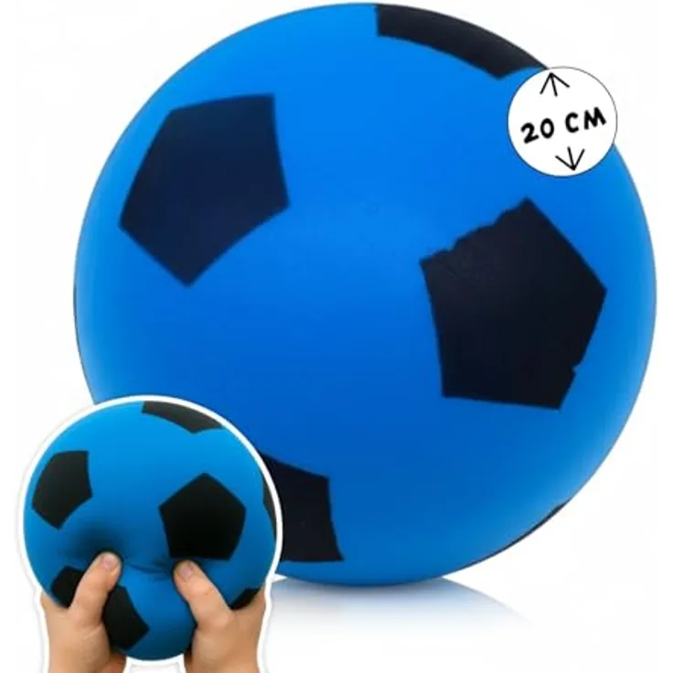 ALLDORO Schaumstoffball Ø 20 cm, blauer Fußball mit weichem Design, ideal für Kinder ab 0 Jahren