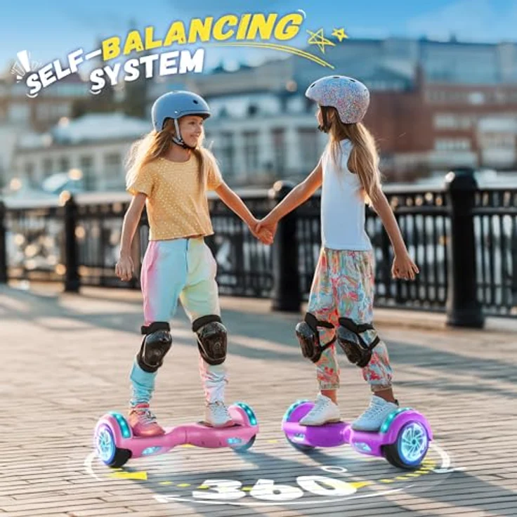 SISIGAD Hoverboard F006 für Kinder 6-12 Jahre, mit Bluetooth Lautsprecher, 6,5 Zoll Reifen, schwarz – Bild 3