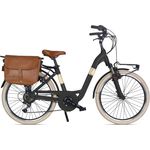 VENICE - I love Italy Elektro-Citybike MONOTUBO Classic Lady 24 Zoll, NERO POLV. CAFFE' - Bafang Hinterradnabenmotor, 80km Reichweite, 6-Gang Kettenschaltung