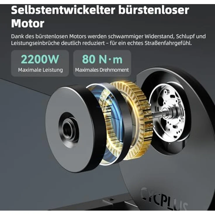 CYCPLUS R200 Fahrradtrainer, 2200W Bürstenloser Motor, 19% Steigungssimulation, BLE & ANT+ Dual Mode, Virtuelles Schalten, Super Leise für realistisches Indoor Cycling – Bild 2