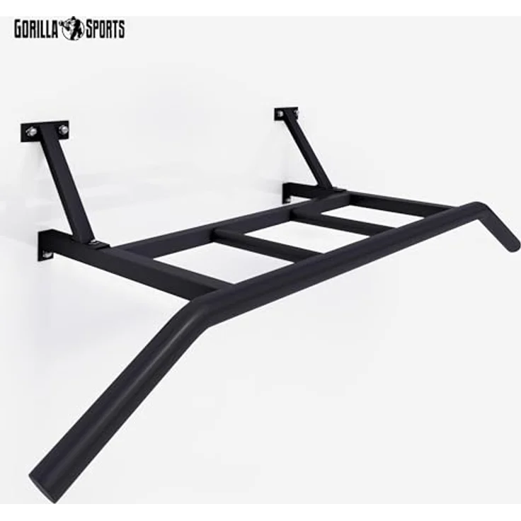 GORILLA SPORTS® Profi Klimmzugstange - Wandmontage, Multigriff, 122 x 51 x 34 cm, Stabil, inkl. Montagematerial, Stahl, Schwarz - Pull Up Bar, Turnstange, Reckstange, für Zuhause – Bild 2